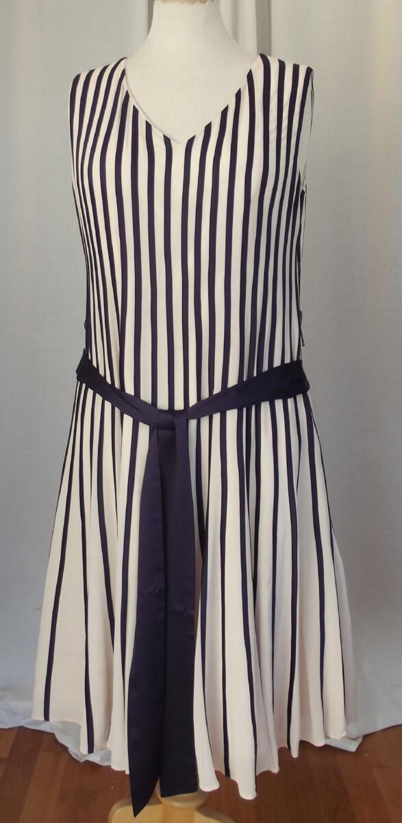 Jacques Vert NEW DAMSON RANGE IVORY CHIFFON DRESS VERTICAL BANDS OF PURPLE SILK RIBBONS & DAMSON PURPLE SHANTUNG JACKET