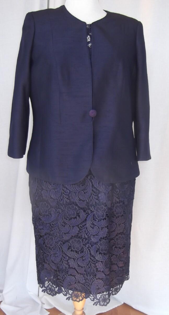 jacques vert NEW DAMSON RANGE PURPLE OPULENT LACE SHIFT DRESS & DAMSON PURPLE SHANTUNG JACKET