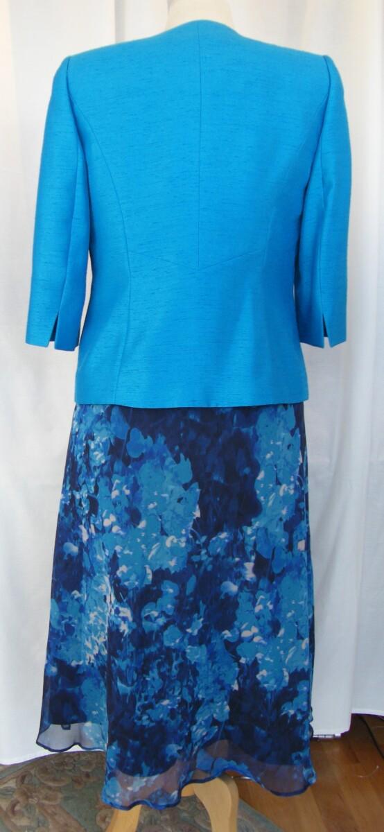 Jacques Vert OCEANA RANGE TURQUOISE CHIFFON DRESS HYDRANGEA PRINT & OCEANA TURQUOISE JACKET