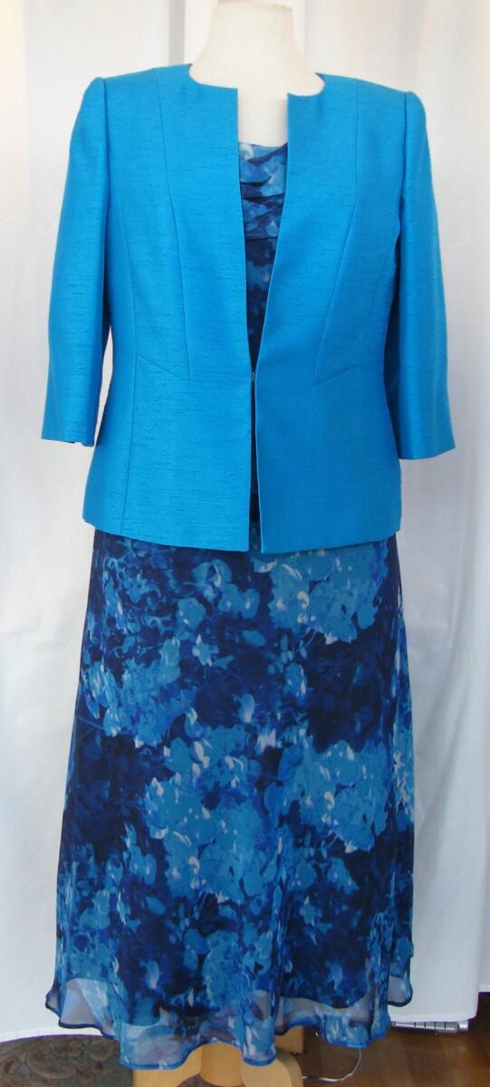 jacques vert OCEANA RANGE TURQUOISE CHIFFON DRESS HYDRANGEA PRINT & OCEANA TURQUOISE JACKET