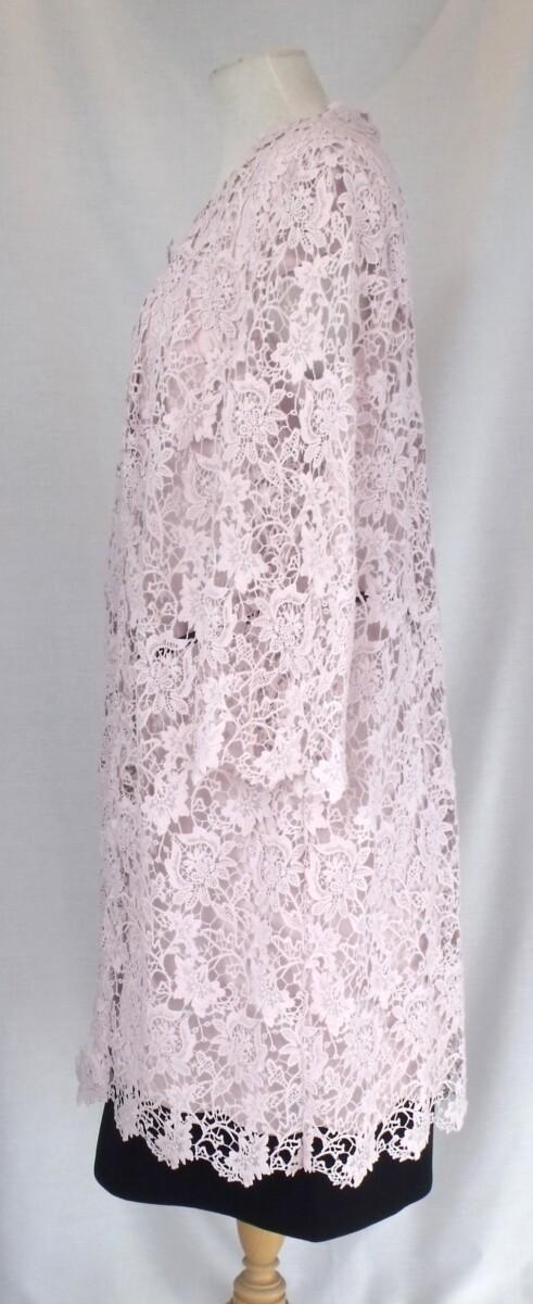 Jacques Vert PALE PINK CREPE SHIFT DRESS SCALLOPED EDGES BLACK CREPE HEM & WARM PINK LACE SHACKET