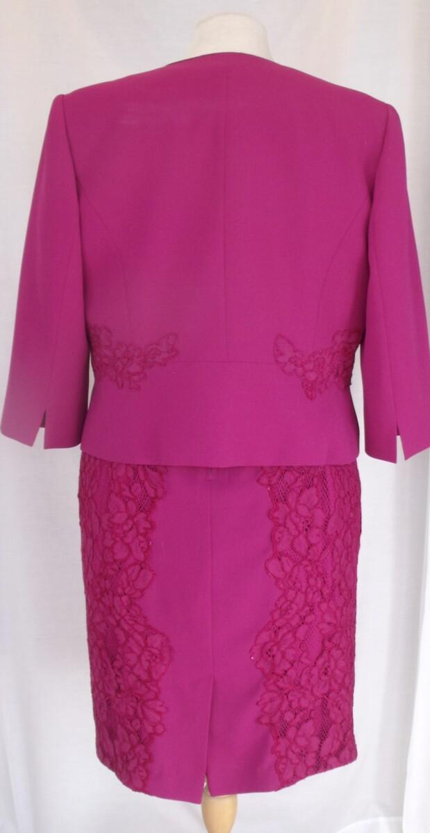 Jacques Vert PANDORA CERISE CREPE SHIFT DRESS LACE EMBELLISHED & CERISE CREPE JACKET