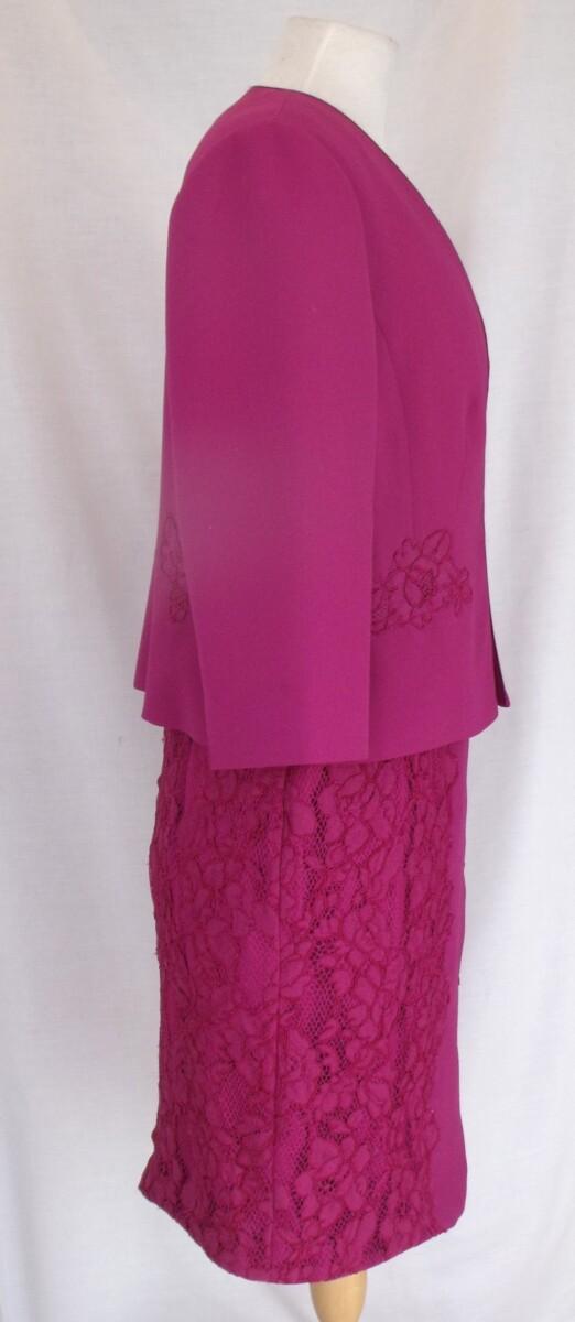 Jacques Vert PANDORA CERISE CREPE SHIFT DRESS LACE EMBELLISHED & CERISE CREPE JACKET