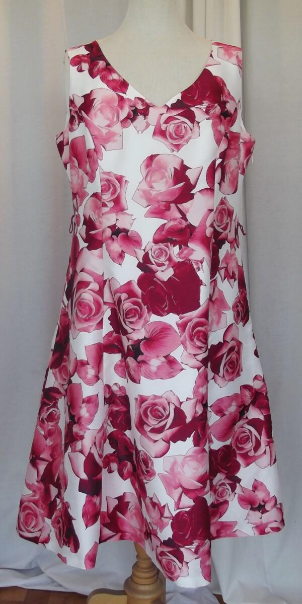 Jacques Vert PARK LANE RANGE IVORY SHANTUNG PROM DRESS ENGLISH ROSE PRINT MATCHING RED CREPE SHORT JACKET