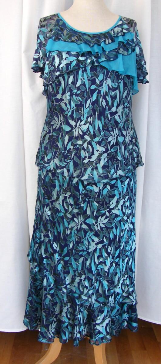 Jacques Vert PEACOCK RANGE 37% SILK DEVORE SKIRT & TOP TURQUOISE & BLUE LEAF PRINT PEACOCK TURQUOISE WOVEN JACKET