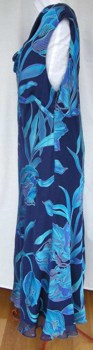 Jacques Vert PEACOCK RANGE NAVY DEVORE DRESS IN TURQUOISE & BLUE FLOWERHEAD PRINT & PEACOCK TURQUOISE SHORT JACKET