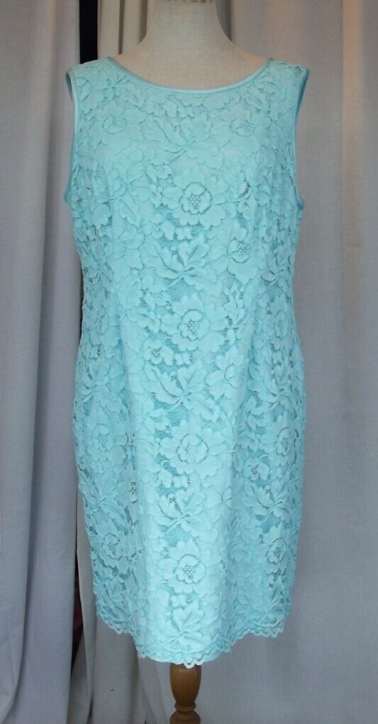 Jacques Vert PETITE AQUA/ TURQUOISE LACE SHIFT DRESS MATCHING PETITE AQUA/ TURQUOISE SATIN JACKET