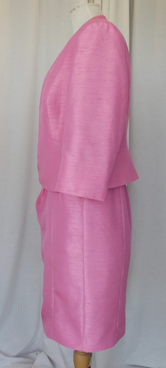 Jacques Vert PETITE RANGE CLOVER PINK SHANTUNG SHIFT DRESS & JACKET