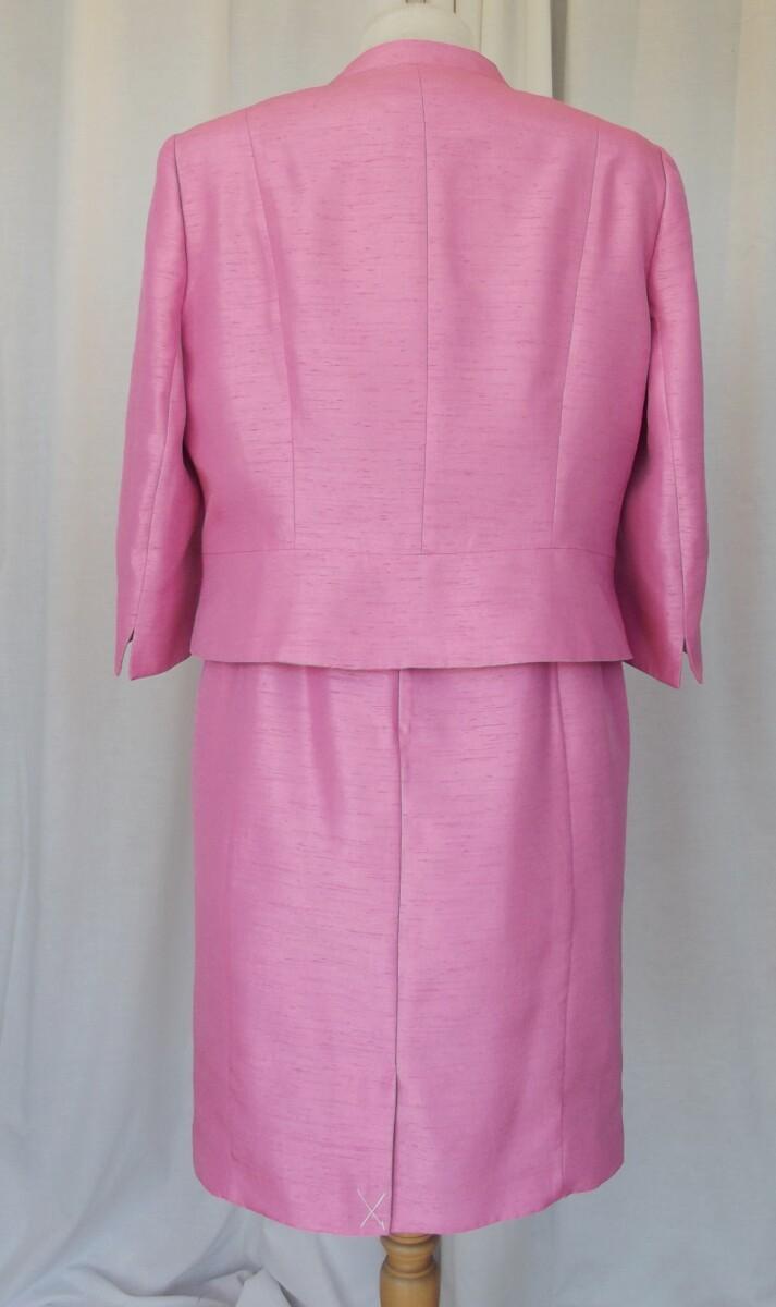 Jacques Vert PETITE RANGE CLOVER PINK SHANTUNG SHIFT DRESS & JACKET