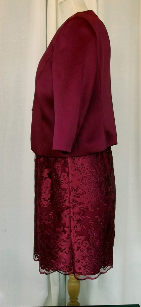Jacques Vert “PETITE” RANGE MAGENTA LACE SHIFT DRESS & MAGENTA SATEEN JACKET