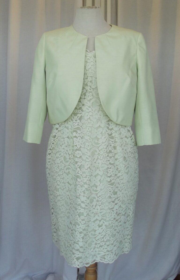 jacques vert PETITE RANGE SOFT LIME LACE SHIFT DRESS & ( NON PETITE) SOFT LIME SHANTUNG JACKET