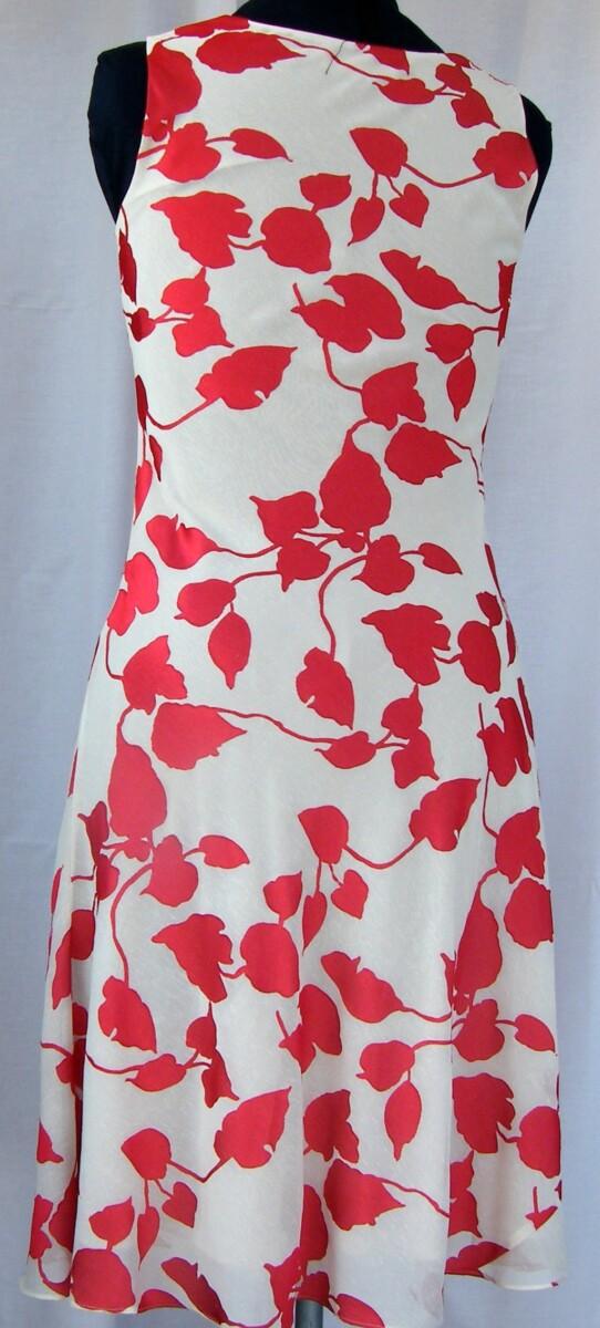 Jacques Vert PIMENTO RANGE IVORY MUSLIN DRESS PIMENTO RED DEVORE LEAF PATTERN & PIMENTO RED SHORT SLEEVED JACKET