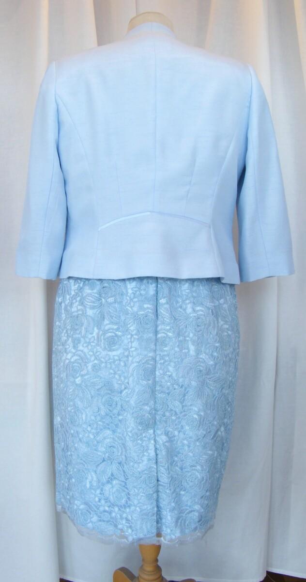 Jacques Vert POWDER BLUE CORDED LACE SHIFT DRESS & POWDER BLUE SHANTUNG JACKET