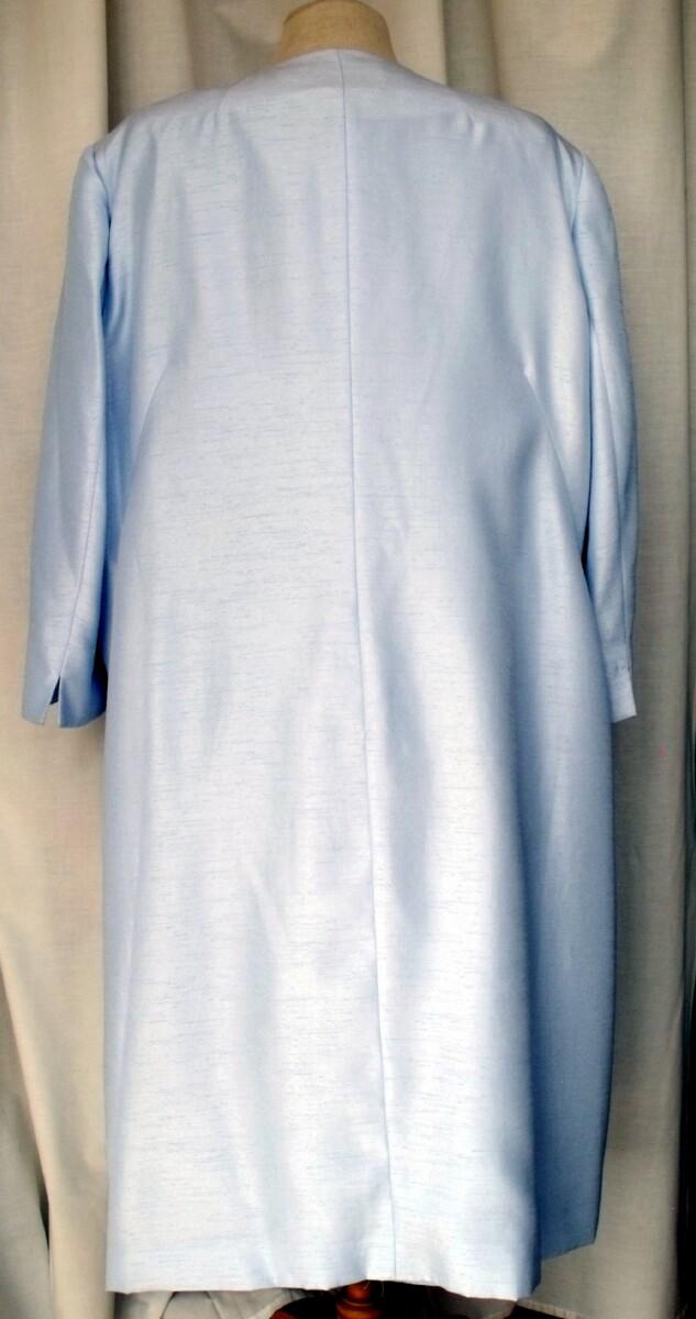 Jacques Vert POWDER BLUE SHANTUNG COAT & MATCHING IVORY SHANTUNG SHIFT DRESS POWDER BLUE PRINT