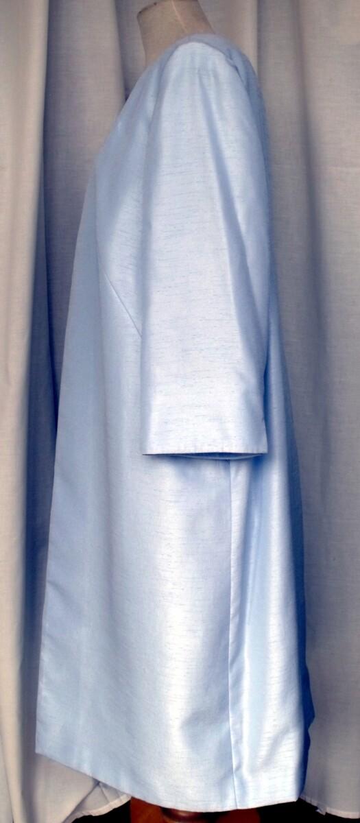 Jacques Vert POWDER BLUE SHANTUNG COAT & MATCHING IVORY SHANTUNG SHIFT DRESS POWDER BLUE PRINT