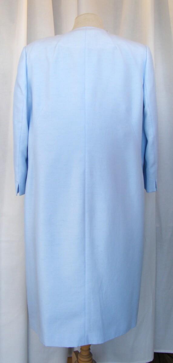 Jacques Vert POWDER BLUE SHANTUNG COAT & MATCHING POWDER BLUE CORDED LACE SHIFT DRESS CORSAGE INCLUDED