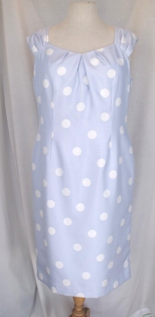 Jacques Vert POWDER BLUE SHANTUNG DRESS IVORY LARGE SPOT PRINT & MATCHING POWDER BLUE SHANTUNG JACKET