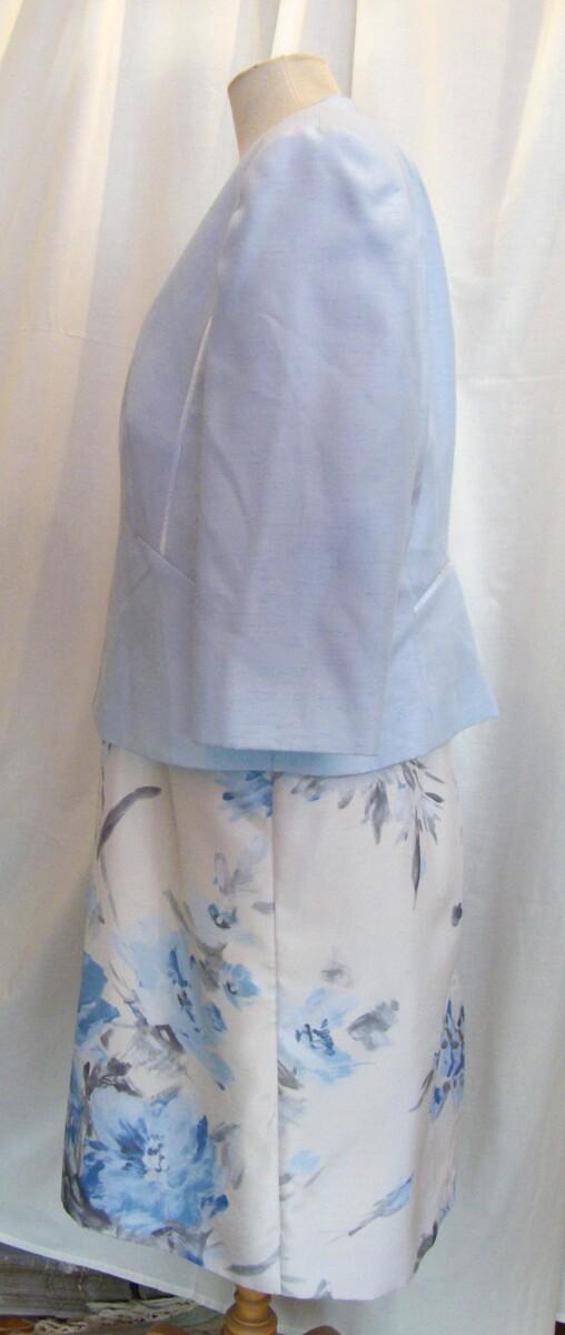 Jacques Vert POWDER BLUE SHANTUNG JACKET & MATCHING IVORY SHANTUNG DRESS POWDER BLUE PRINT