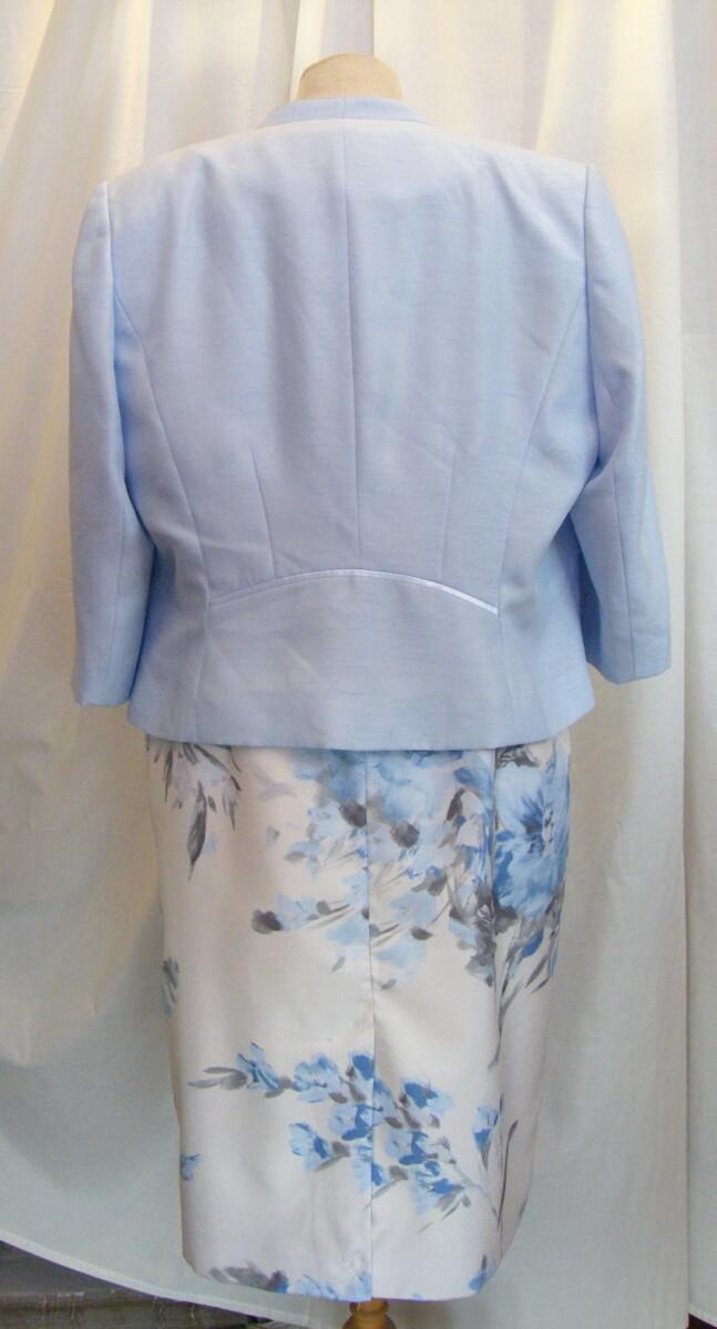 Jacques Vert POWDER BLUE SHANTUNG JACKET & MATCHING IVORY SHANTUNG DRESS POWDER BLUE PRINT