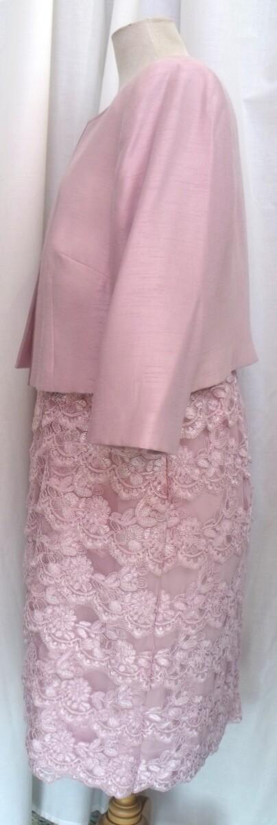 Jacques Vert PRELUDE COLLECTION PINK WATERFALL LACE SHIFT DRESS & MATCHING PINK SHANTUNG JACKET