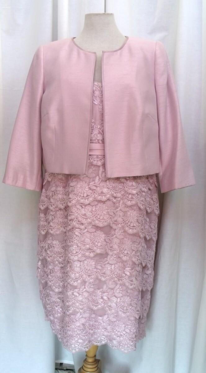 jacques vert PRELUDE COLLECTION PINK WATERFALL LACE SHIFT DRESS & MATCHING PINK SHANTUNG JACKET