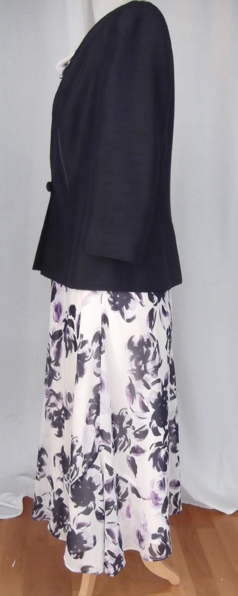 Jacques Vert PRELUDE COLLECTION SONATA RANGE POWDER PUFF CHIFFON DRESS ICE PINK & DAMSON FLORAL PRINT & MATCHING NEW DAMSON JACKET SATIN FACED SEAMS