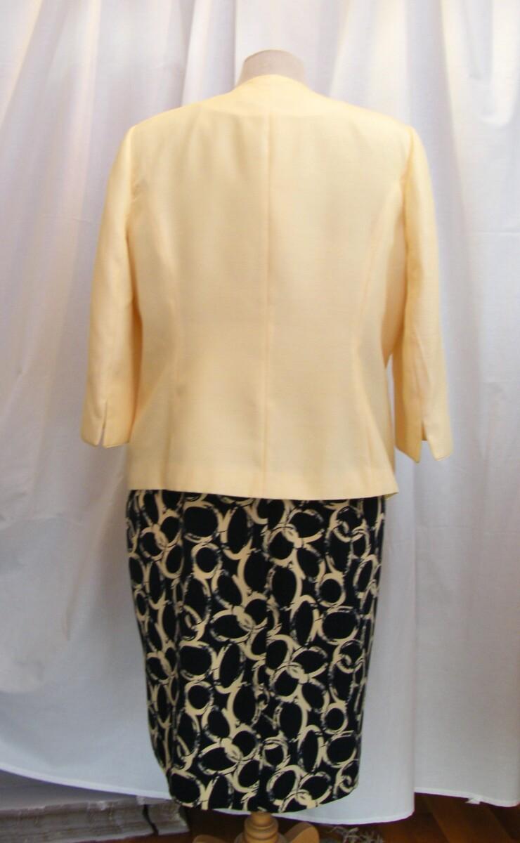 Jacques Vert PRIMROSE RANGE NAVY SHANTUNG SHIFT DRESS YELLOW ” HALO” PRINT PRIMROSE YELLOW SHANTUNG JACKET