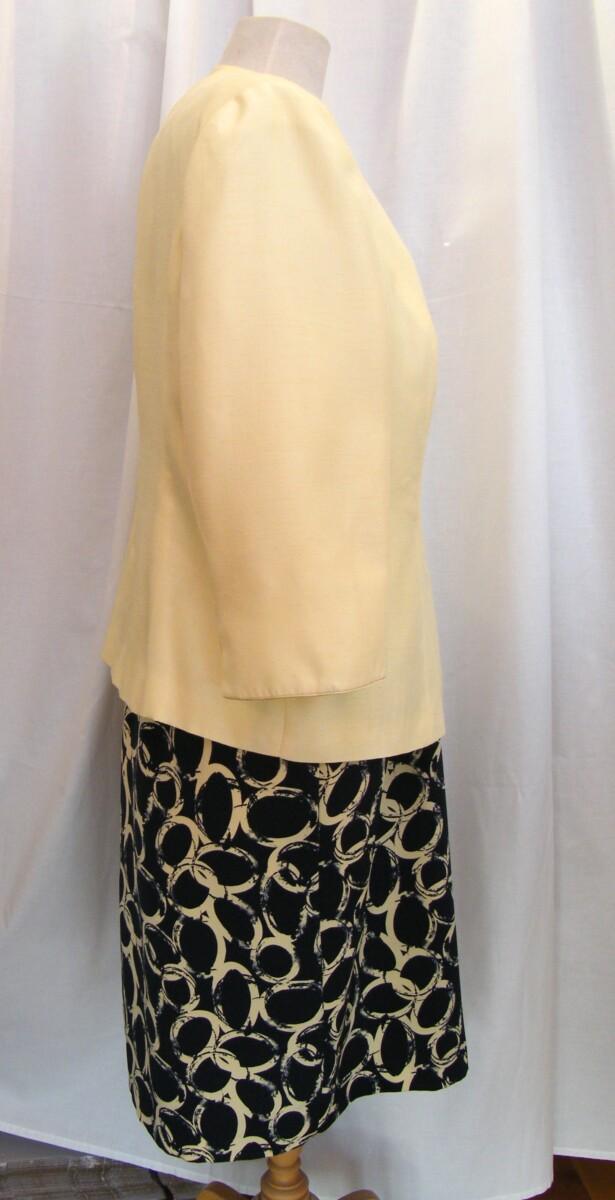 Jacques Vert PRIMROSE RANGE NAVY SHANTUNG SHIFT DRESS YELLOW ” HALO” PRINT PRIMROSE YELLOW SHANTUNG JACKET