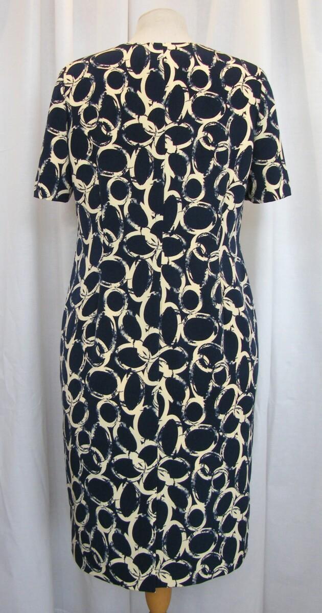 Jacques Vert PRIMROSE RANGE NAVY SHANTUNG SHIFT DRESS YELLOW ” HALO” PRINT PRIMROSE WOVEN JACKET EDGED IN NAVY