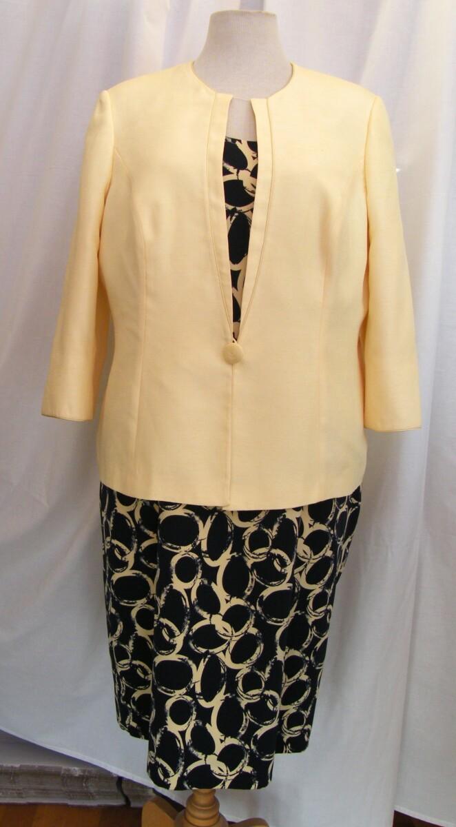 jacques vert PRIMROSE RANGE NAVY SHANTUNG SHIFT DRESS YELLOW ” HALO” PRINT PRIMROSE YELLOW SHANTUNG JACKET