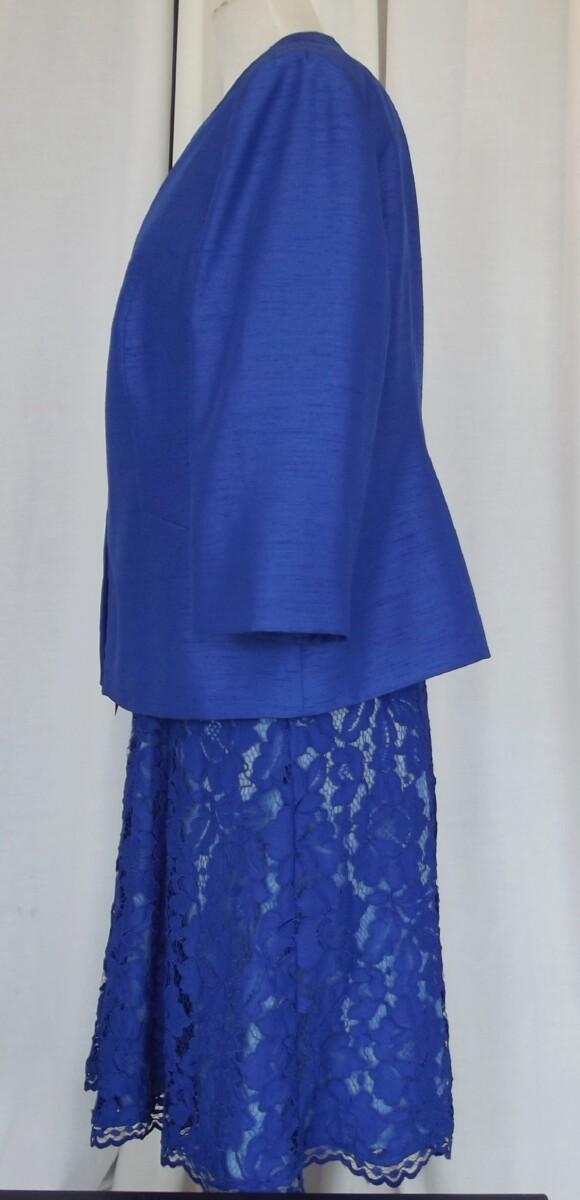 Jacques Vert ROYAL BLUE OPULENT LACE FIT & FLARE DRESS & ROYAL BLUE SHANTUNG JACKET