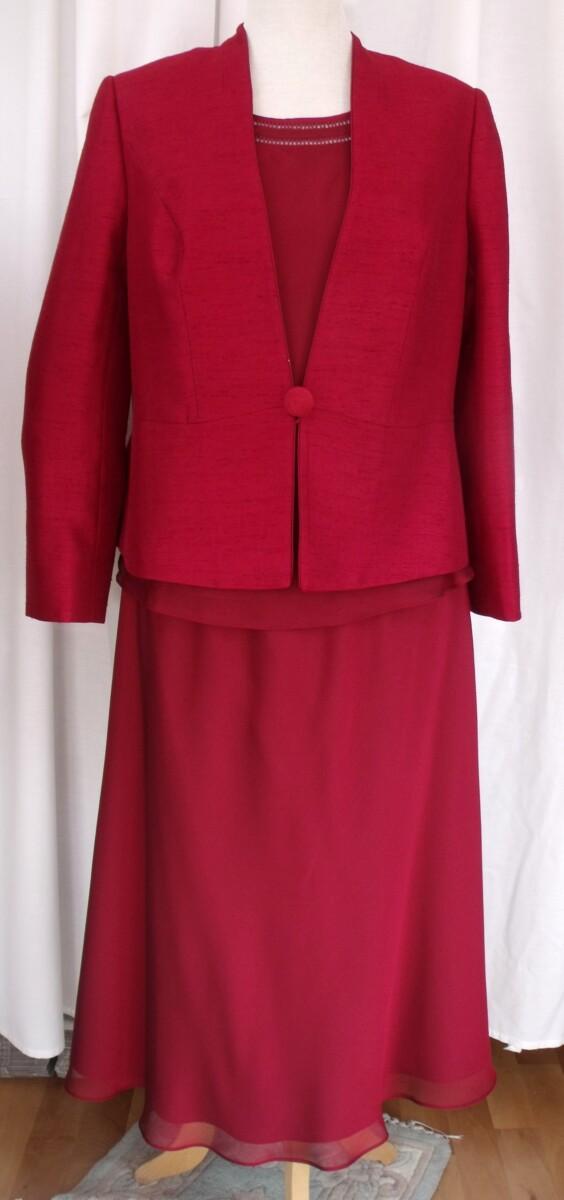 jacques vert RUBY RANGE RED “SHOT” ORGANZA CHIFFON TOP & SKIRT WITH MATCHING RUBY JACKET