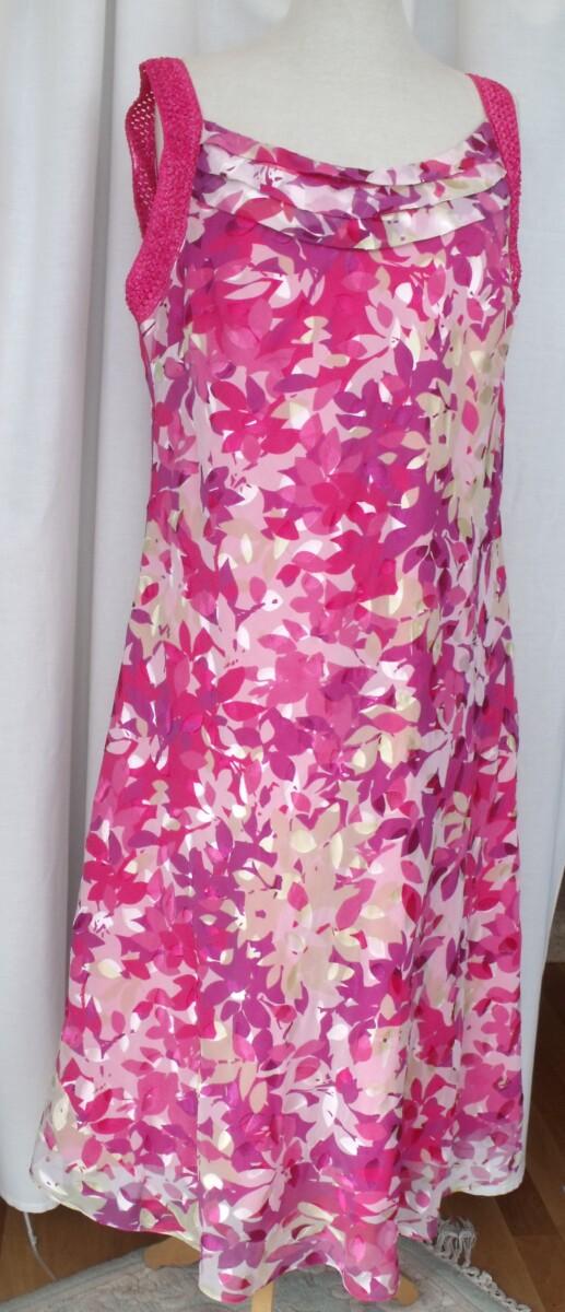 Jacques Vert RUBY ROSE RANGE SILK DEVORE DRESS RUBY ROSE PETAL PRINT MATCHING PINK KNITTED SHRUG