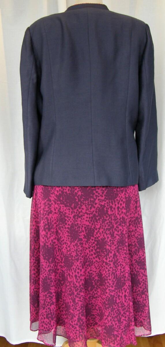 Jacques Vert SLATE & PASSION RANGE DARK PIGMENT PINK CHIFFON DRESS SLATE GREY PRINT SLATE GREY JACKET