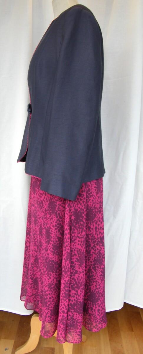 Jacques Vert SLATE & PASSION RANGE DARK PIGMENT PINK CHIFFON DRESS SLATE GREY PRINT SLATE GREY JACKET