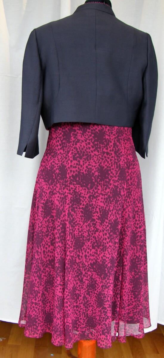 Jacques Vert SLATE & PASSION RANGE DARK PIGMENT PINK CHIFFON DRESS SLATE GREY PRINT SLATE GREY SHORT JACKET