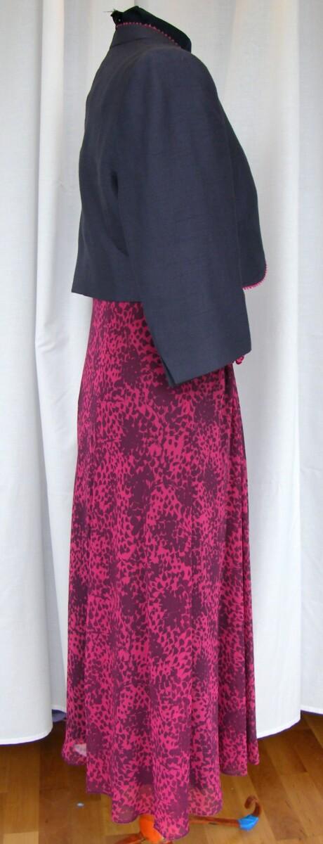 Jacques Vert SLATE & PASSION RANGE DARK PIGMENT PINK CHIFFON DRESS SLATE GREY PRINT SLATE GREY SHORT JACKET