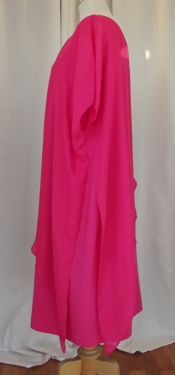 Jacques Vert SOFT BRUSHED CREPE SHIFT DRESS FROM THE JACQUES VERT COLLECTION IN HOT PINK. DRAPED IN CHIFFON WITH TIE SIDE