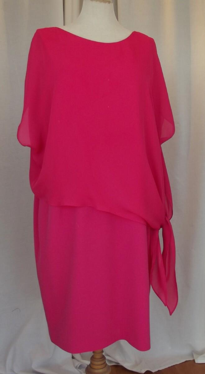 jacques vert SOFT BRUSHED CREPE SHIFT DRESS FROM THE JACQUES VERT COLLECTION IN HOT PINK. DRAPED IN CHIFFON WITH TIE SIDE