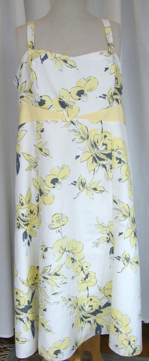 Jacques Vert SUNSHINE RANGE VINTAGE IVORY SHANTUNG SUNDRESS YELLOW & BLACK PRINT & SUNSHINE YELLOW SHORT SHANTUNG JACKET