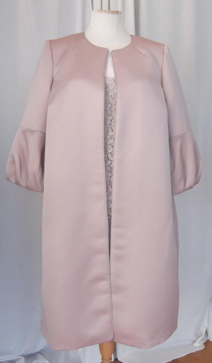 jacques vert VERSAILLES COLLECTION MINK LACE OUTLINED IN GOLD 3D EFFECT SHIFT DRESS & OPULENT STATEMENT SATIN COAT BELL SLEEVES BRAND NEW WITH TAGS