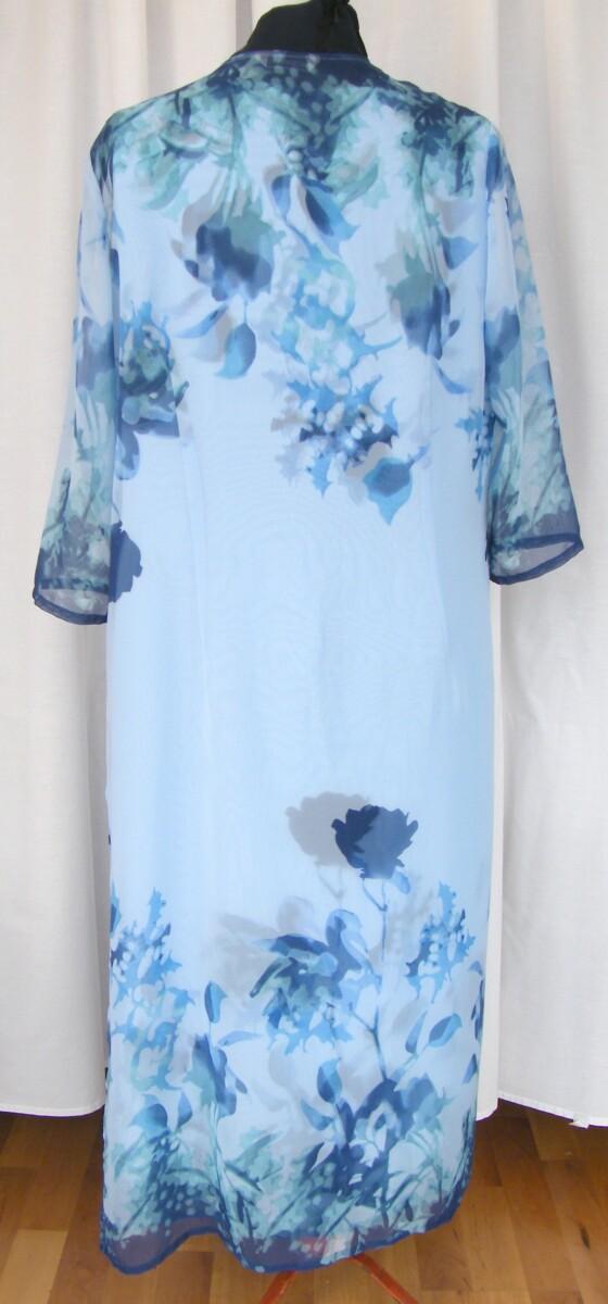 Jacques Vert VINTAGE JACQUES VERT POWDER BLUE VOILE MAXI DRESS BLUES PRINT SHEER VOILE COAT