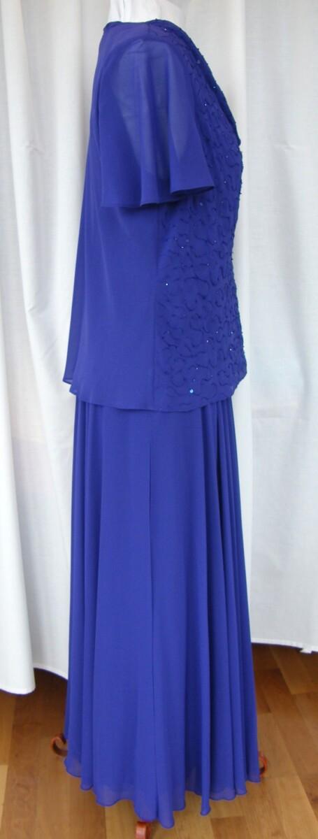 Jacques Vert VINTAGE MEDUSA RANGE CADBURY PURPLE CREPE CHIFFON SKIRT MATCHING TOP EMBELLISHED WITH SEQUINNED & BEADED EMBROIDERY ON FRONT