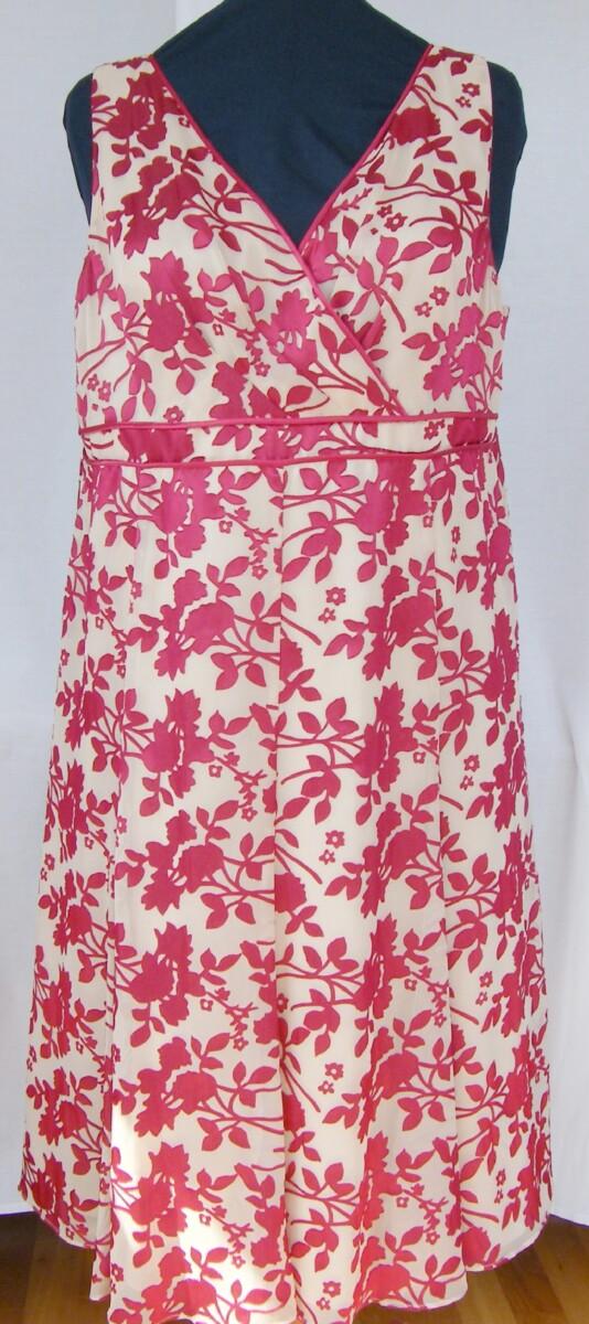 Jacques Vert VINTAGE POPPY & OATMEAL RANGE OATMEAL ORGANZA DRESS RED FLORAL DEVORE & MATCHING LINEN LOOK SHORT JACKET