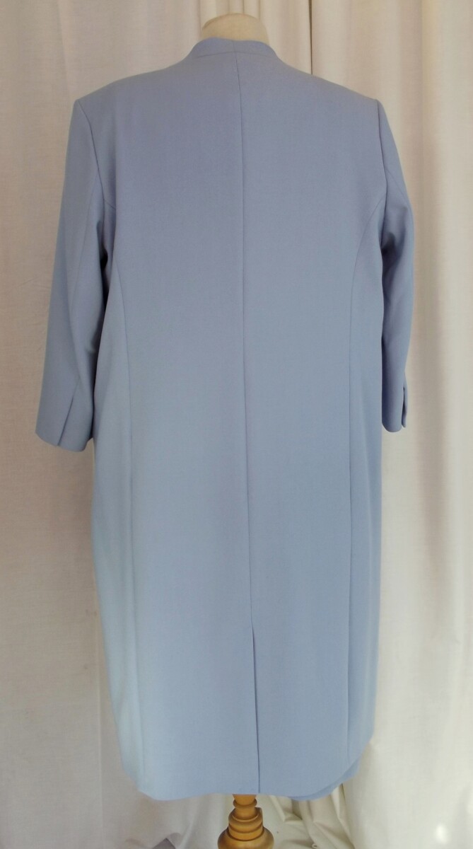Jacques Vert VIOLET BLUE CREPE EMBROIDERED SHIFT DRESS CHIFFON SCARF NECKLINE SLEEVES & MATCHING COAT