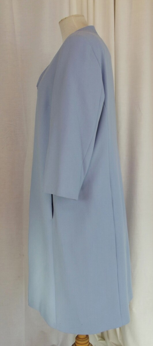 Jacques Vert VIOLET BLUE CREPE EMBROIDERED SHIFT DRESS CHIFFON SCARF NECKLINE SLEEVES & MATCHING COAT