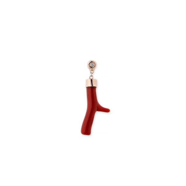 jacquie aiche 1 Diamond Bezel Short Freeform Coral Stud Earring