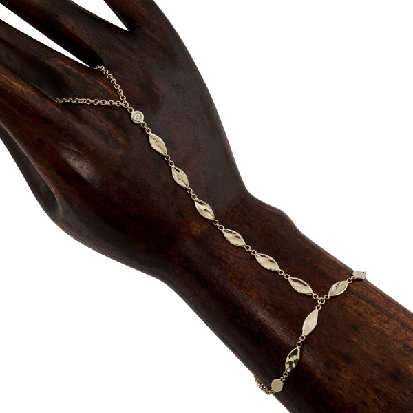 jacquie aiche 1 Diamond + Hammered Marquise Finger Bracelet