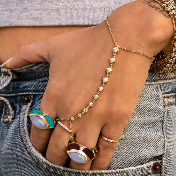 Jacquie Aiche 10 Graduated Sophia Diamond Finger Bracelet