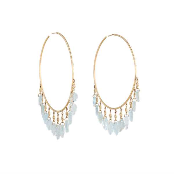 jacquie aiche 11 Diamond Aquamarine Leaf Shaker Hoops
